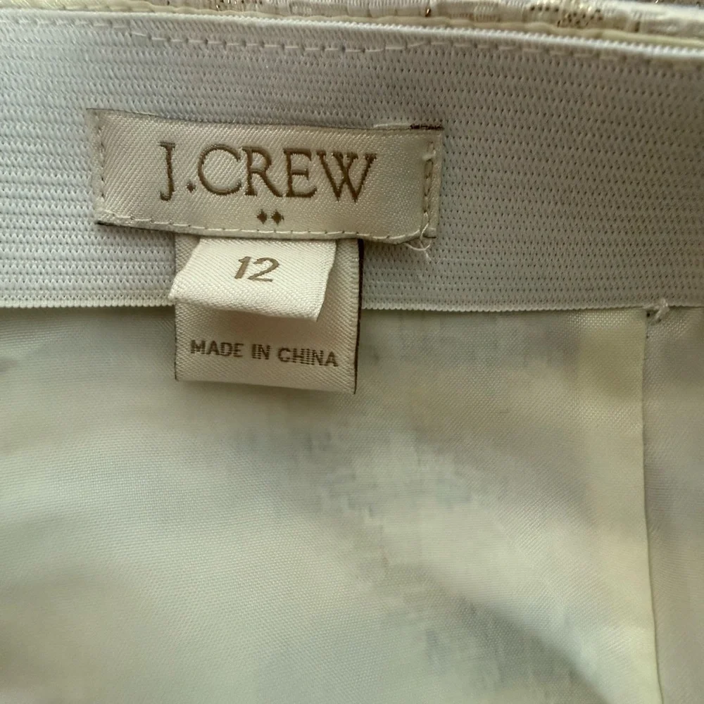 J. Crew Elegant Blue and Cream Gold Mini Aline Skirt Size 12